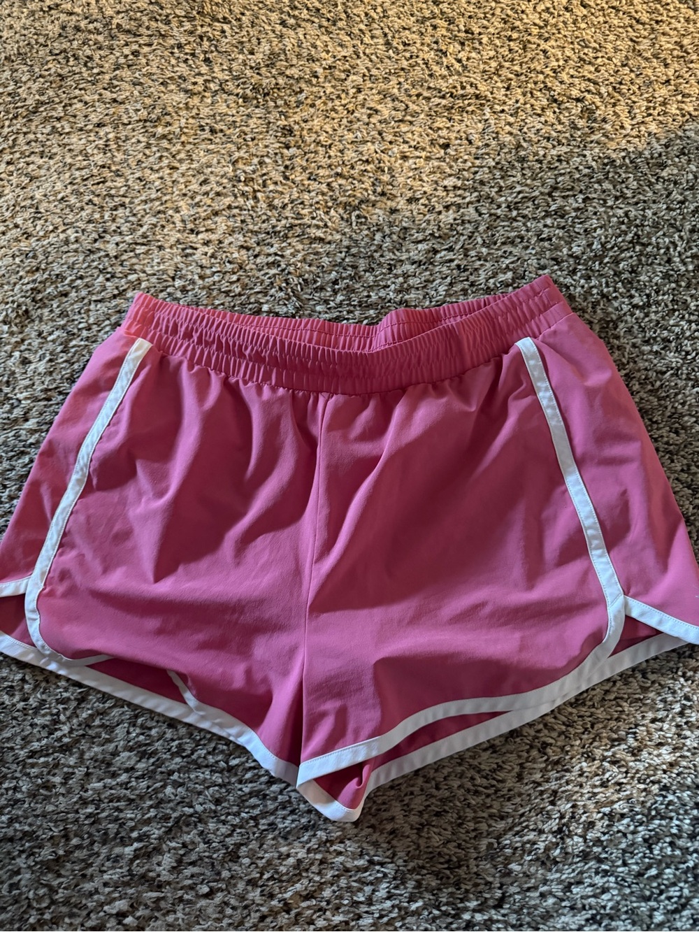 Women's Pink Athletic Shorts with White Trim